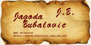 Jagoda Bubalović vizit kartica